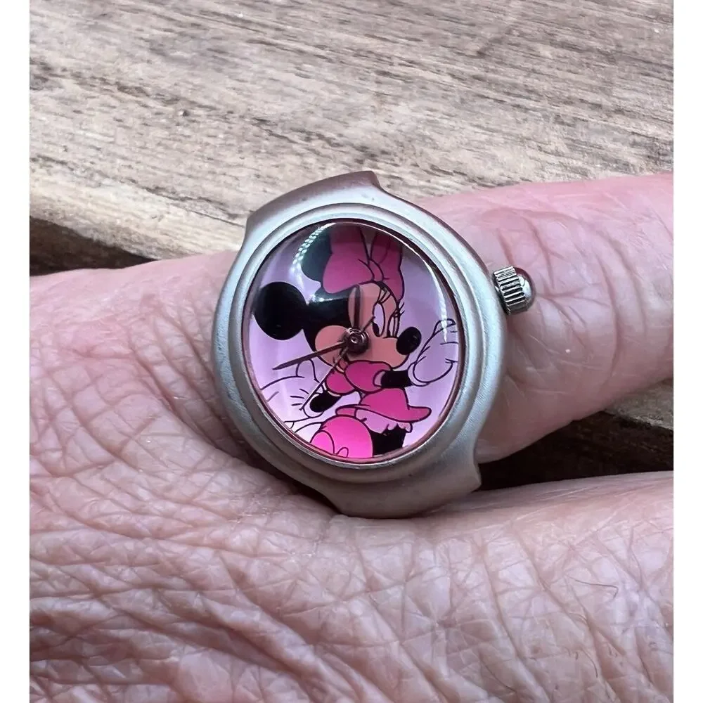 Vintage Disney Minnie Mouse Finger Ring Watch Working Japan Mov’t DIS/R/03 Rare